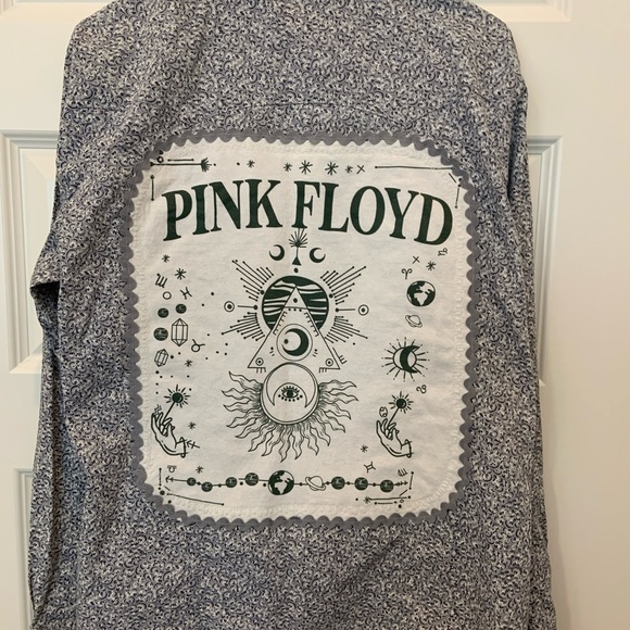 Mens Custom Pink Floyd Western Pearl Snap Band Shirt Sz M - Picture 2 of 9